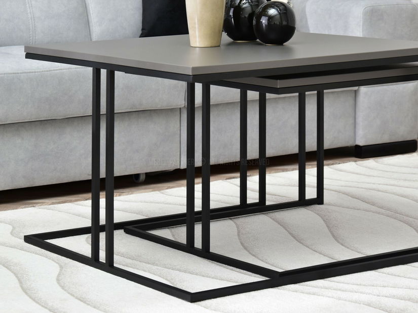 Set 2 konferenčních stolků Destapamos (grafitová + černá)