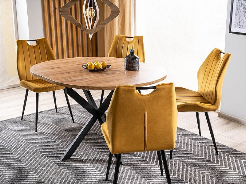 Rozkládací jídelní stůl 100-135 cm Garnett (dub + černá) (pro 4 až 6 osob)