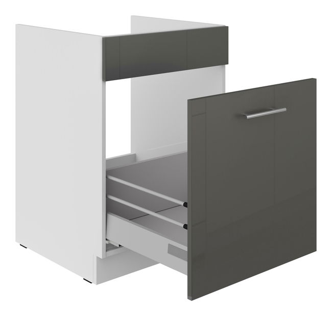 Dolní kuchyňská skříňka Lavera 60 ZL 1S BB (korpus: bílá + fronta: lesk šedý)