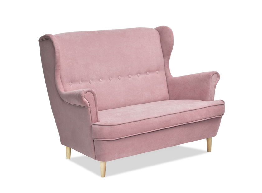 Pohovka dvousedačka ve tvaru ušák Muriera (pudrová + buk)