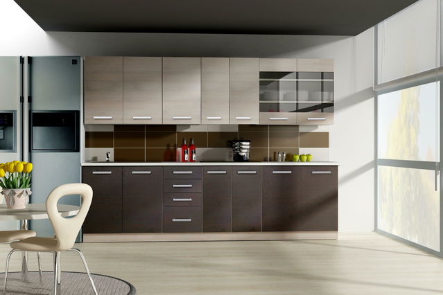 Kuchyně Chasma 1 (dub ferrara + tmavé dřevo)