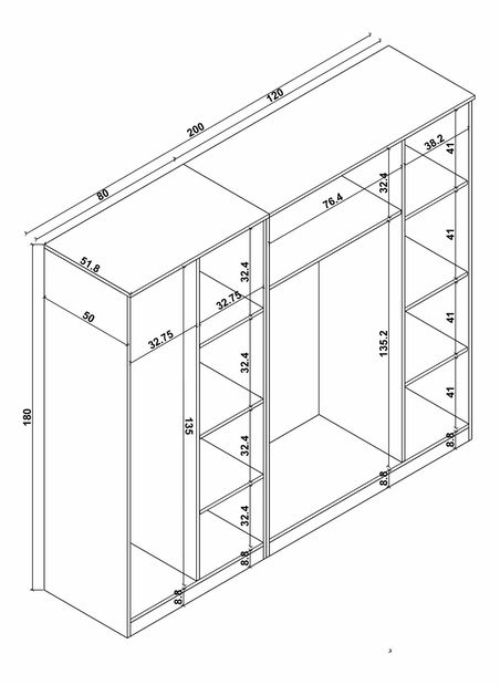 Šatní skříň Kentucky E (borovice atlantická)