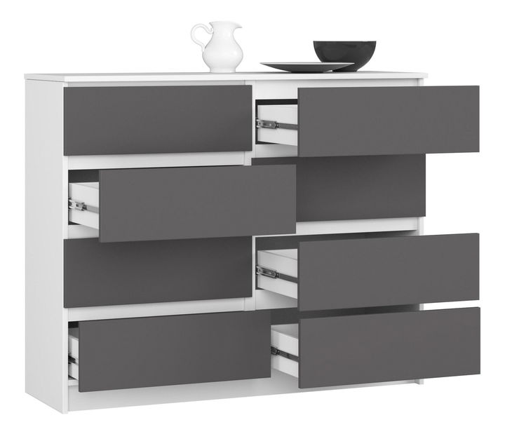 Komoda Kapil II (bílá + šedý grafit)