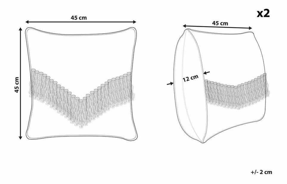 Sada 2 ozdobných polštářů 45 x 45 cm Sofka (béžová)