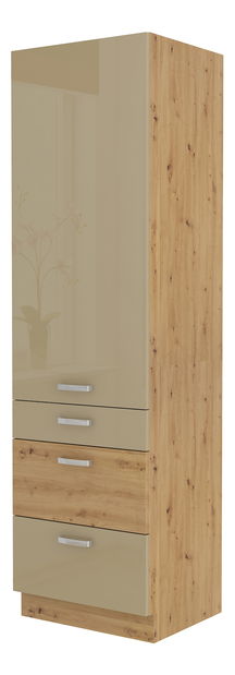 Potravinová kuchyňská skříňka Arryn 60 DKS-210 3S 1F (dub artisan + lesk cappucino)