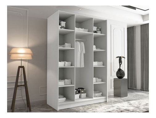 Šatní skříň Merpata III (bílá + černá) (se zrcadlem)