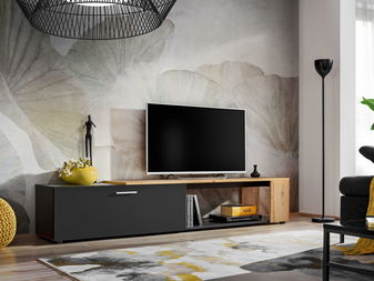 Obývací stěna Mantes ZWT31 (černá matná + dub wotan)