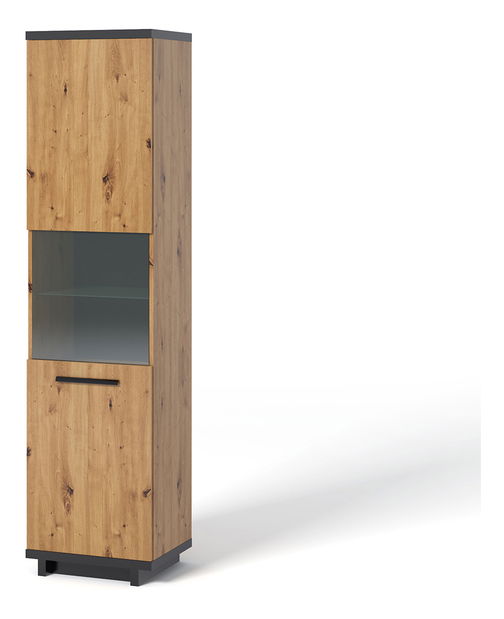 Vitrína Indi WIT50 (dub artisan + černá matná + dub artisan)