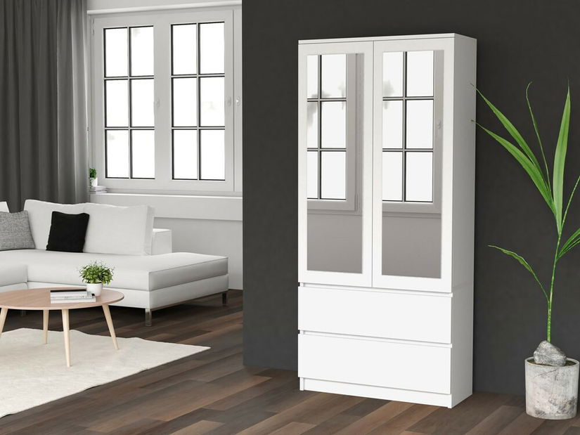 Šatní skříň Musecalo 1 (bílá) (se zrcadlem)