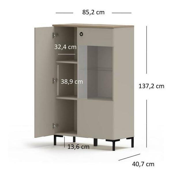 Vitrína Demandaron 2 (taupe + dub silverjack)