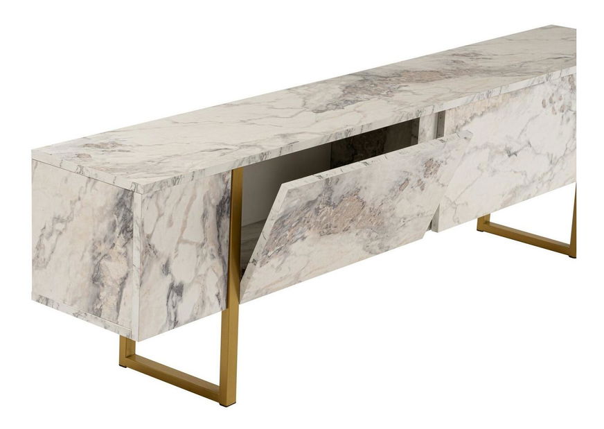 TV skříňka Seronitta (Mramor + zlatá)