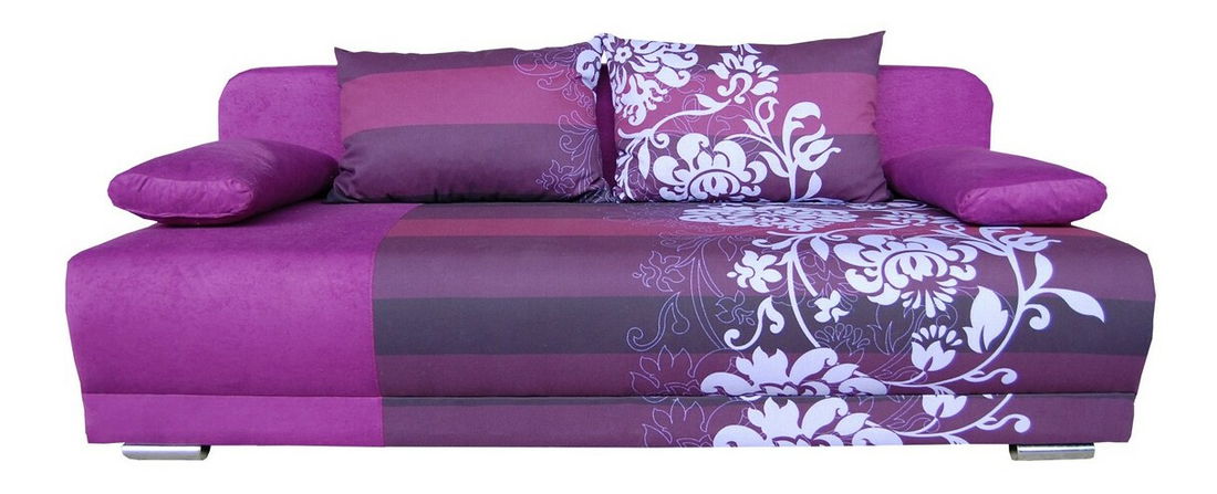 Pohovka Zico fialová + fialové květy