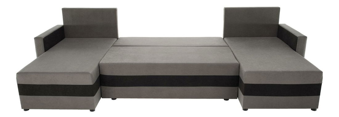 Rohová sedačka ve tvaru U Paulati (šedá + černá) (rozkládací s úl. prostorem)