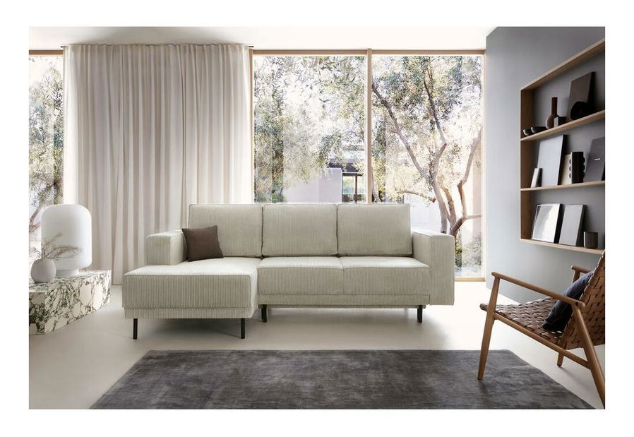 Rohová sedací souprava Rodriguez mini (L) (béžovošedá + černá)