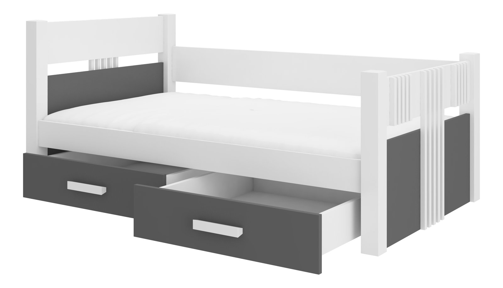 Dětská postel 200x90 cm s materacom Buppi (antracit)