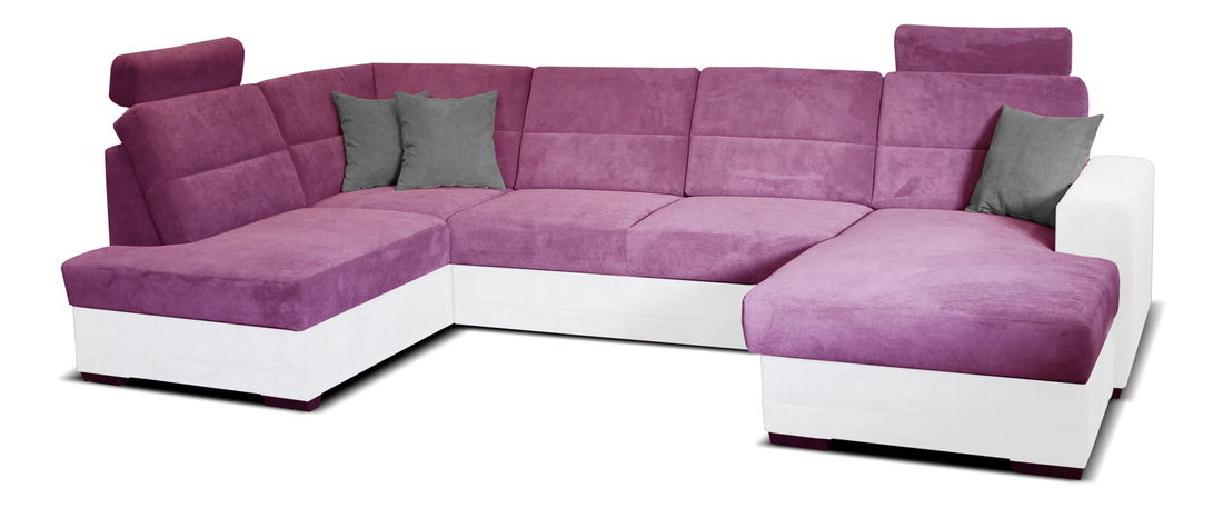 Rohová sedací souprava U Nelson LB+2+L (fialová + bílá) (P)