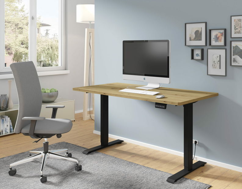 Elektrický PC stolek Motiva 140 (černá + dub artisan)