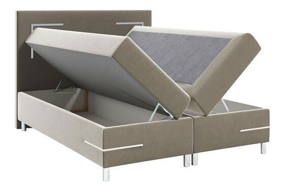 Manželská postel 180 cm Frinesa LED (zelená) (s roštem a matrací) (s úl. prostorem) (s LED osvětlením)