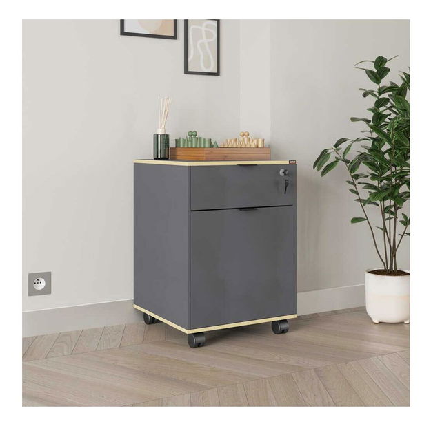 Kancelářský kontejner Rosalind (antracit + dub)