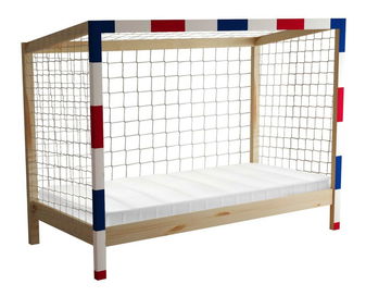 Dětská postel 90 cm Facilmente (přírodní + modrá + červená) (s roštem)