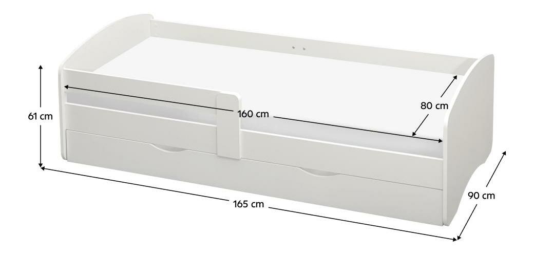 Jednolůžková postel 80 cm Carecen (bílá) (s roštem) (s úl. prostorem)
