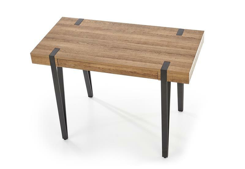 Psací stolek Bernie (tmavé dřevo + černá)