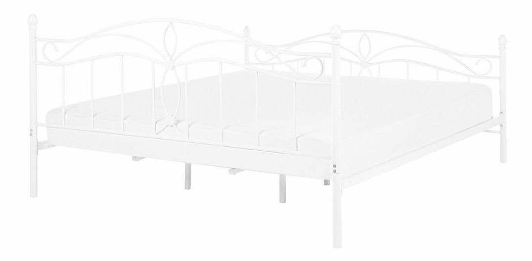 Manželská postel 180 cm ANTALIA (s roštem) (bílá)