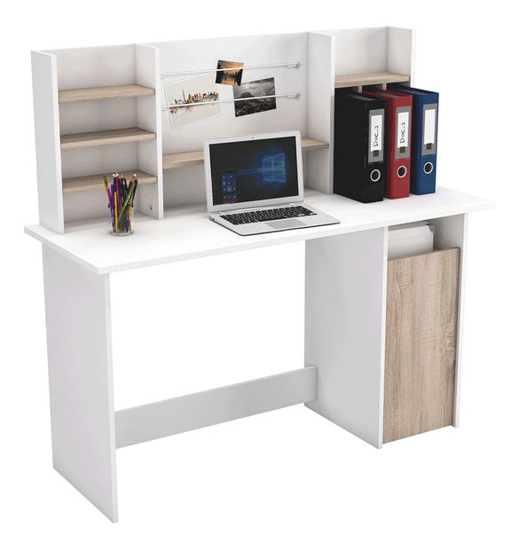 PC stolek Amabis (dub brushed + bílá)
