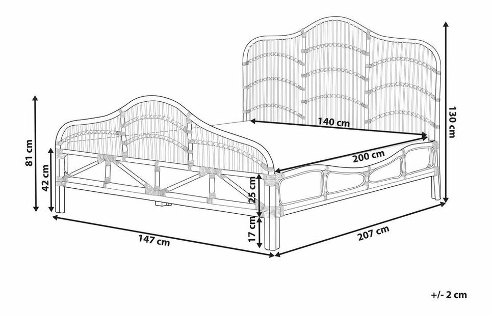 Manželská postel 140 cm Dori (světlé dřevo) (s roštem)
