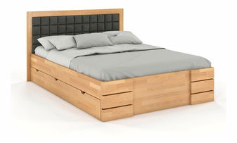 Manželská postel 200 cm Naturlig Storhamar High Drawers (buk)