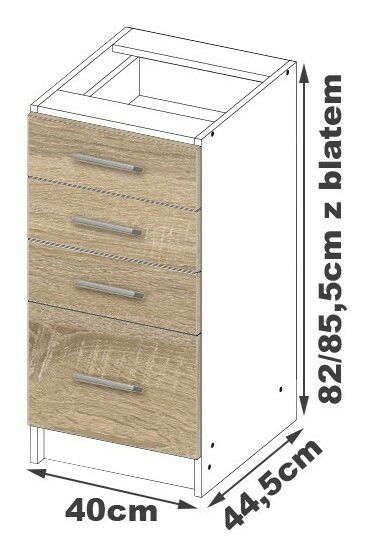Dolní kuchyňská skříňka Lula s40 sz4 (matná bílá + dub sonoma)