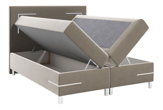 Manželská postel 180 cm Frinesa LED (zelená) (s roštem a matrací) (s úl. prostorem) (s LED osvětlením)