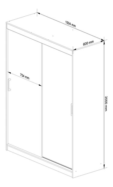 Šatní skříň Clotilde (bílá + wenge) (se zrcadlem)