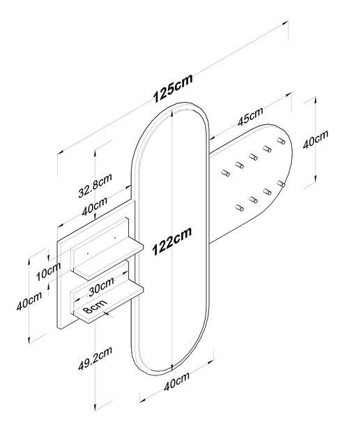 Předsíňová sestava Pixie 3 (Bílá + Ořech) (se zrcadlem)