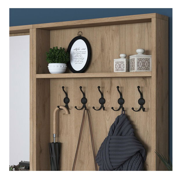 Předsíňová stěna Pixie 3 (bílá + ořech) (se zrcadlem)