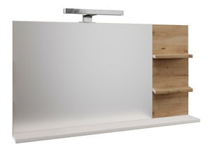 Zrcadlo s LED osvětlením Cubin 04 (bílá + dub artisan)