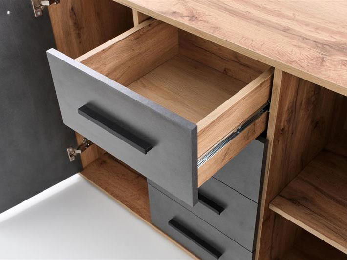 Komoda Lappa (šedá + dub wotan)