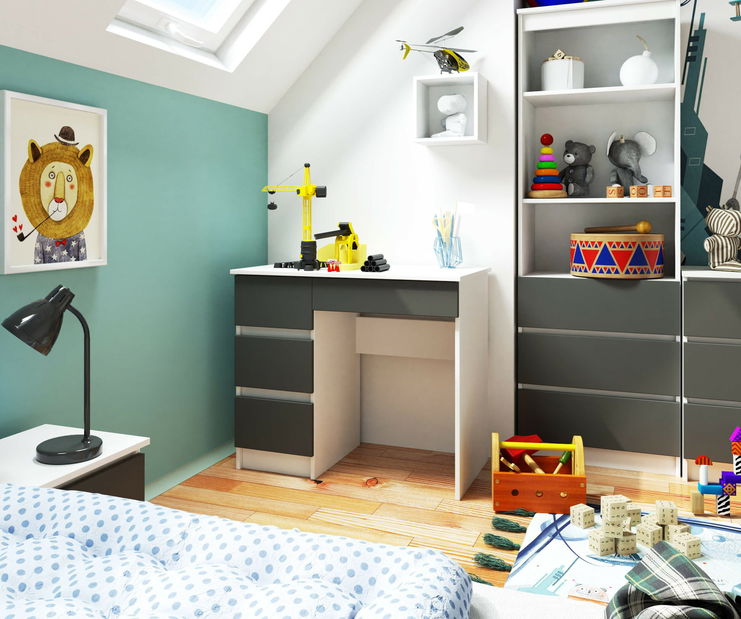 PC stolek Benicio II (bílá + šedá) (L) *bazar