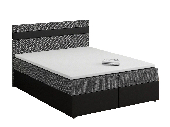 Boxspring postel 140x200 cm Mimosa (melíorvaná šedá + černá) (s roštem a matrací)