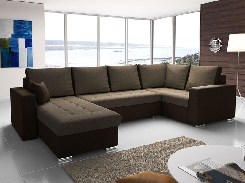 Rohová sedací souprava U Lambert (hnědá + tmavě hnědá) (P)