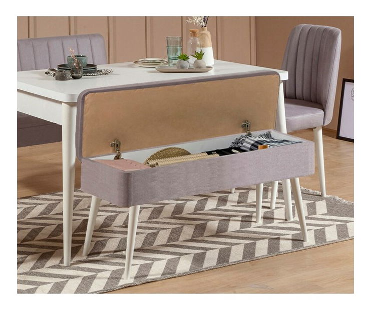 Jídelní set Vlasta 1 (bílá + šedá) (pro 4 osoby)