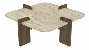 Konferenční stolek Poalo (travertin + ořech)