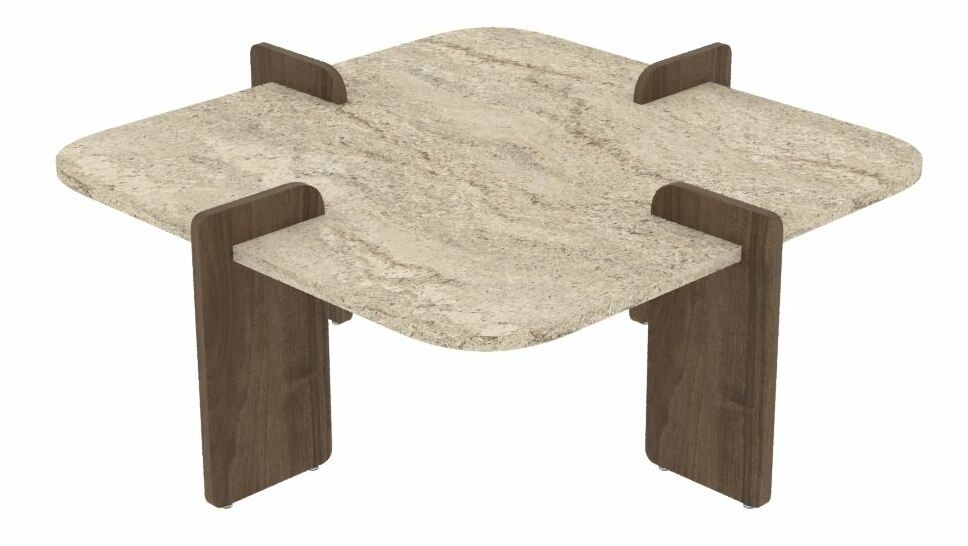 Konferenční stolek Poalo (travertin + ořech)