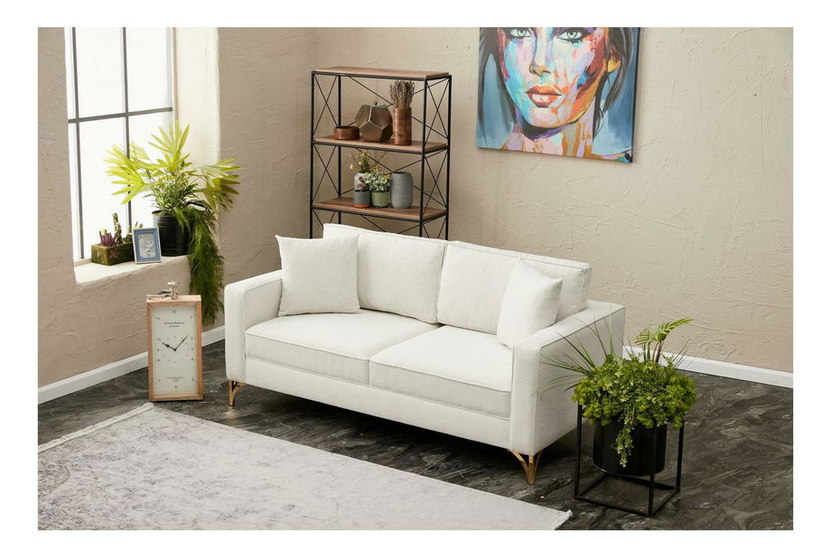 Pohovka dvousedačka Berlunetta (krémová + zlatá)