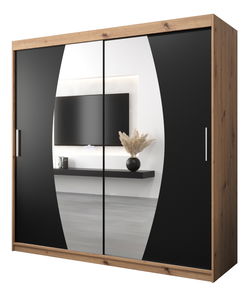 Šatní skříň 200 cm Eclipse (dub artisan + černá matná)