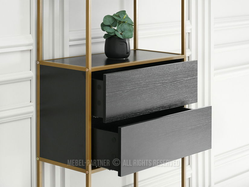 Regál Soren Reg (černé dřevo + zlatá)