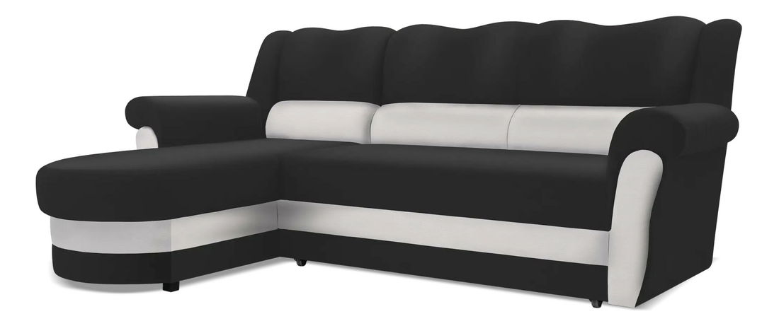Rohová sedacia súprava Burdur (černá + bílá) (L)