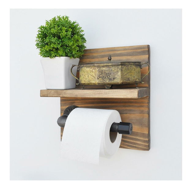 Nástěnný držák na toaletní papír Nenanu 7 (ořech + černá)