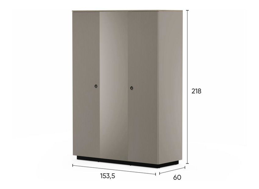 Šatní skříň Demandaron 2 (taupe + dub silverjack) (se zrcadlem)