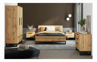 Skříň Helles L (dub wotan + černá)